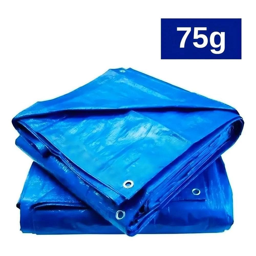 2X Lona Carreteiro Impermeável 75 Gramas 5X5 Azul Starfer