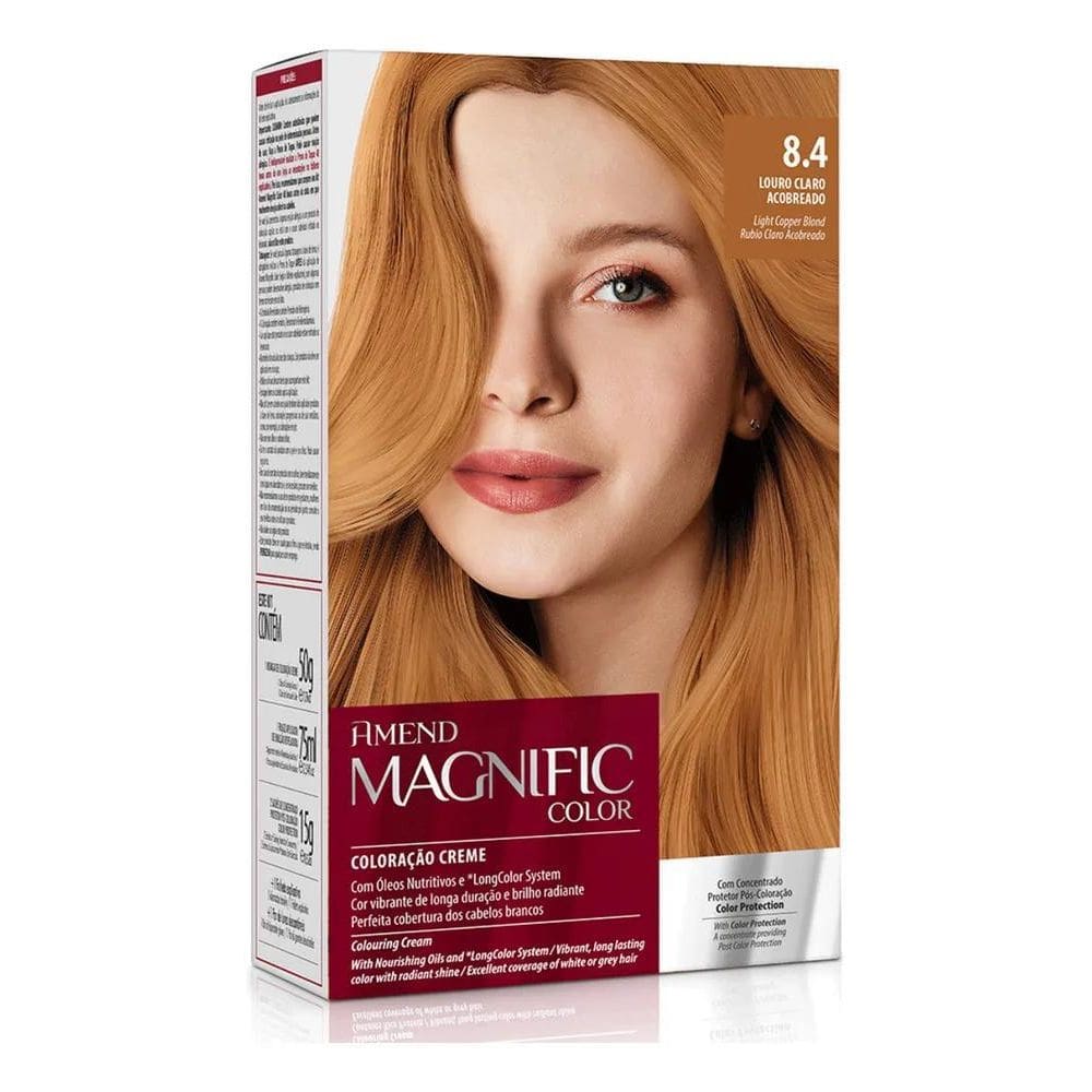 2X Coloracao 8.4 Louro Claro Acobreado Amend Magnific Color