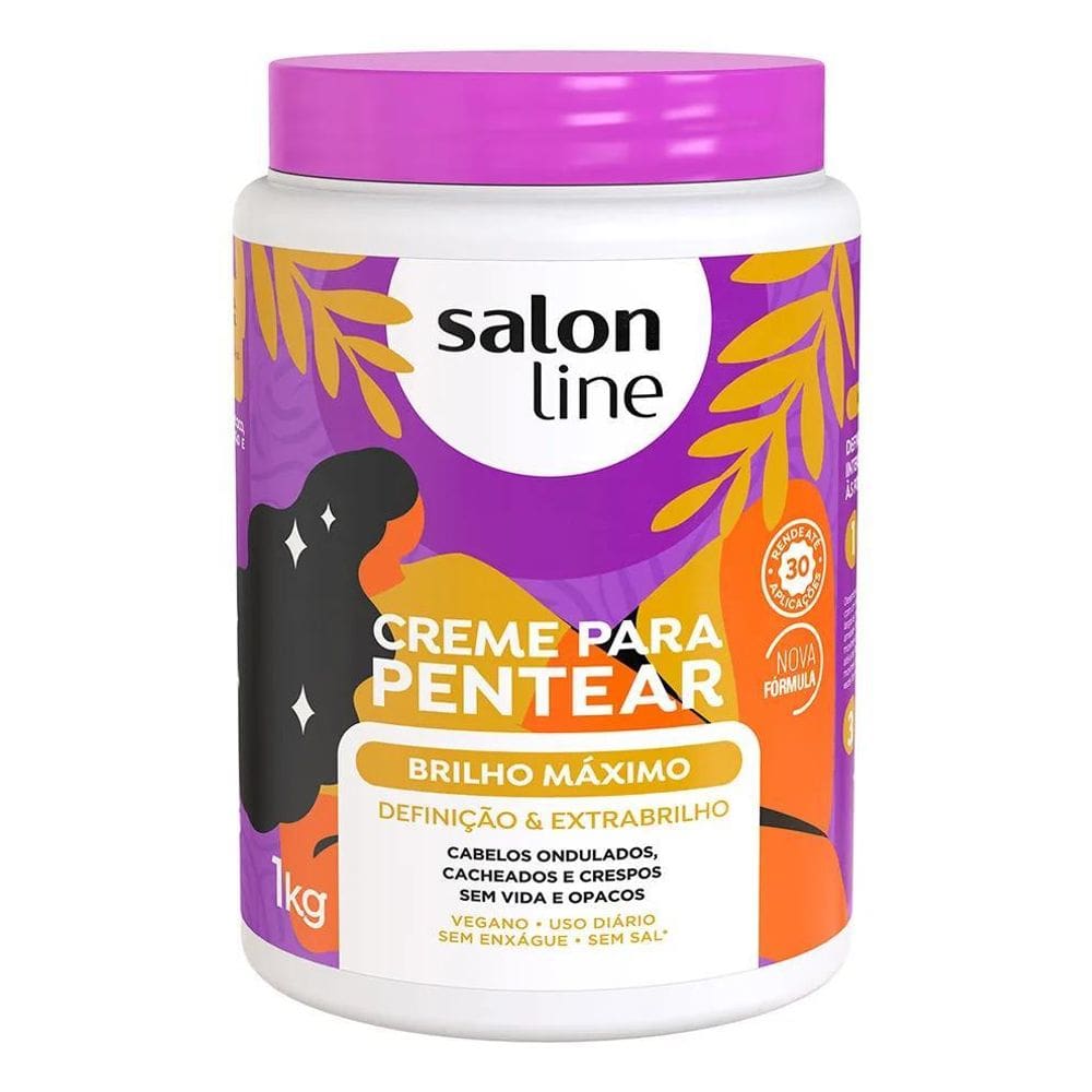 2X Creme Para Pentear Cabelo Brilho Máximo Salon Line 1Kg
