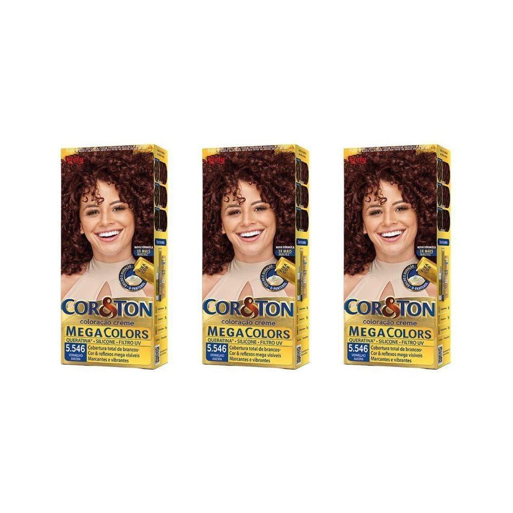 Coloraçao Cor&Ton 5.546 Vermelho Amora 50G-Kit C/3