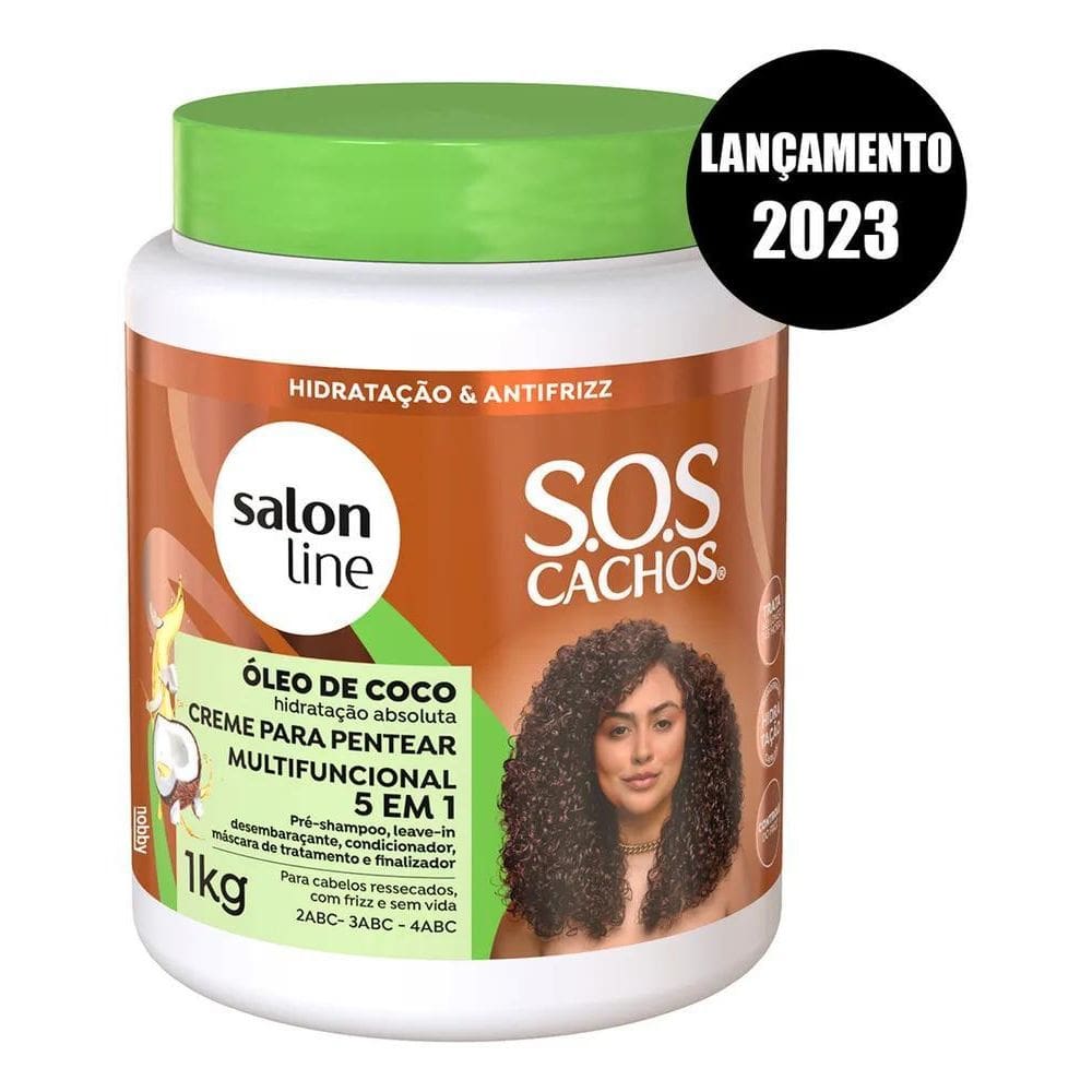 2X Máscara Creme Pentear Condiciona Cachos Coco Salon Line 1