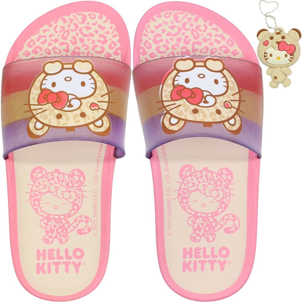 Chinelo Slide Grendene Kids Gatinha Key Juvenil Menina Com Chaveiro