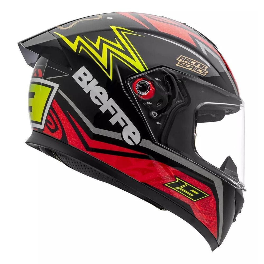 Capacete Bieffe B-12 Qtr Preto Vermelho Viseira Tamanho 56