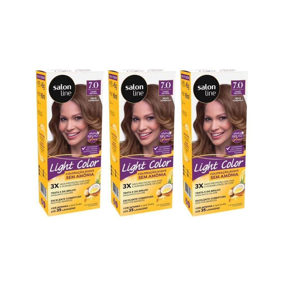 Coloraçao Light Color 70 Louro Natural - Kit Com 3Un