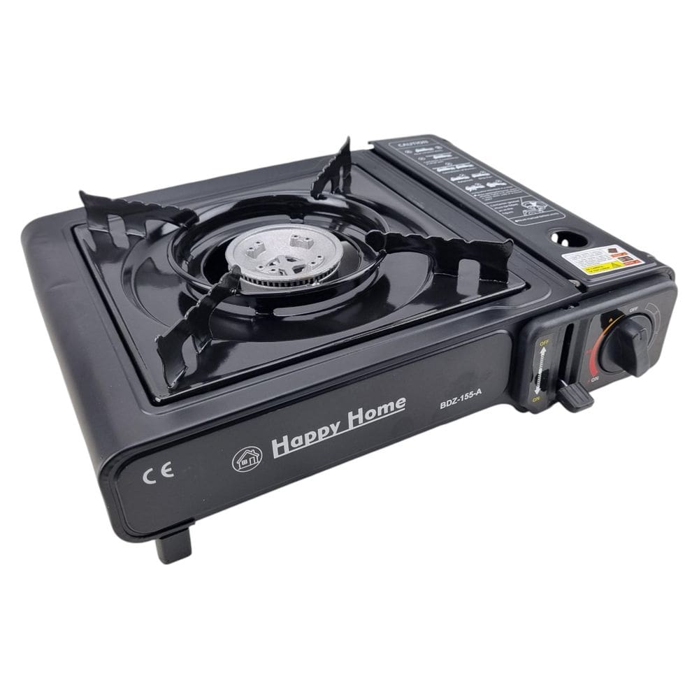 Fogão Para Camping Preto Uma Boca Com Maleta De Transporte