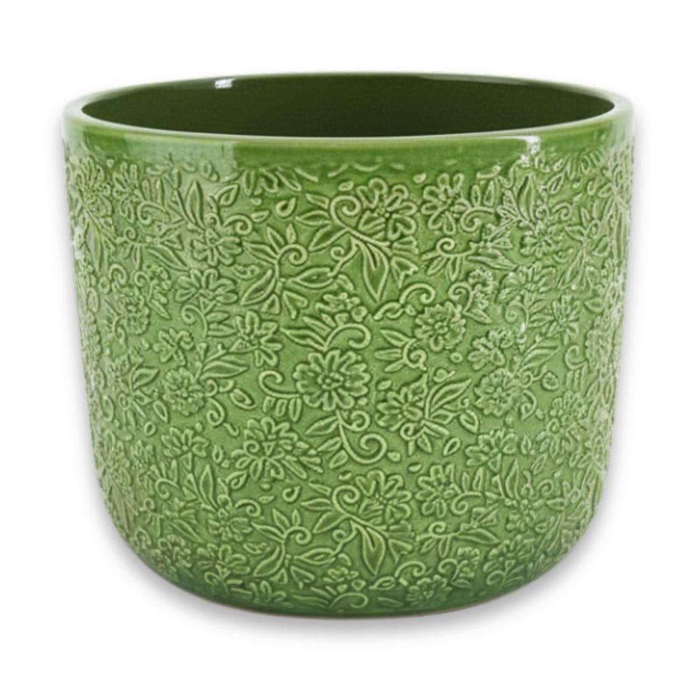 Vaso Cerâmica Esmaltado Renda (15) Verde Cobre BURGUINA