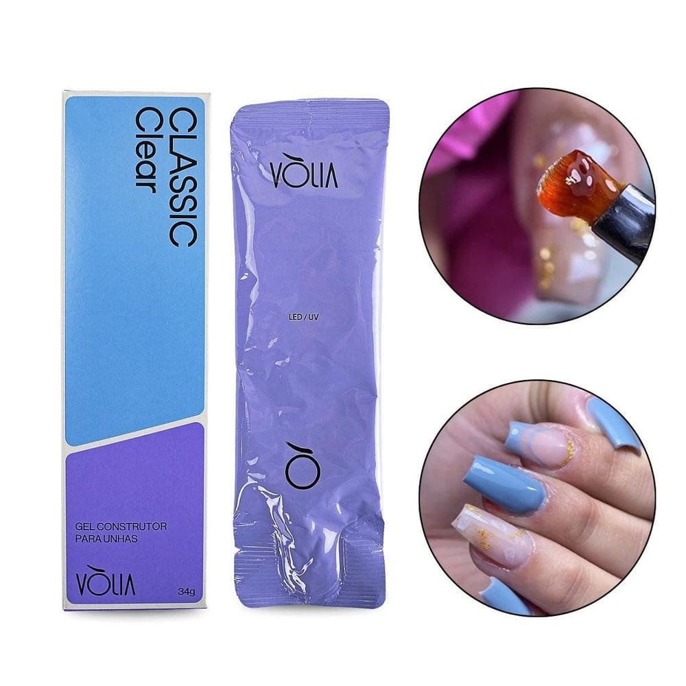 Sachê Gel Classic Clear Alongamento De Unha Led/Uv 34G Vlia