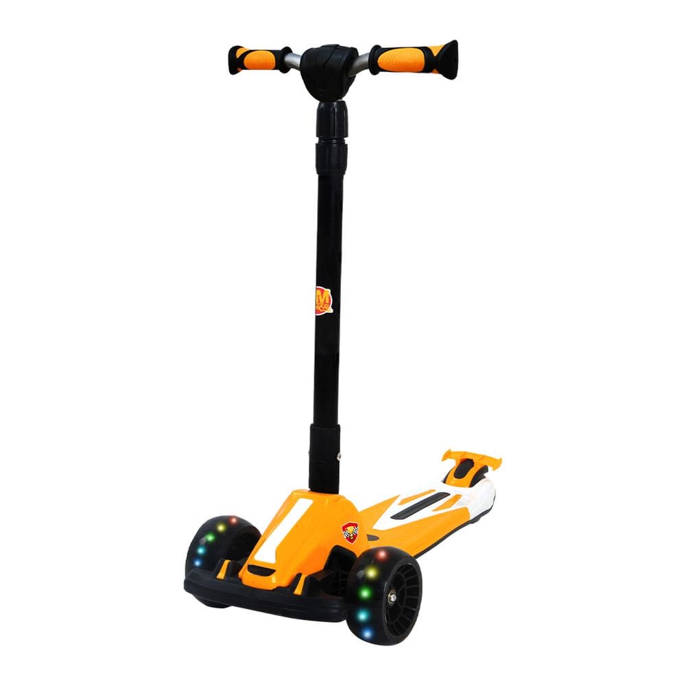 Patinete Radical Racing Dobrável Laranja 3 Rodas Com Luz - Dm Toys DMR6811AM