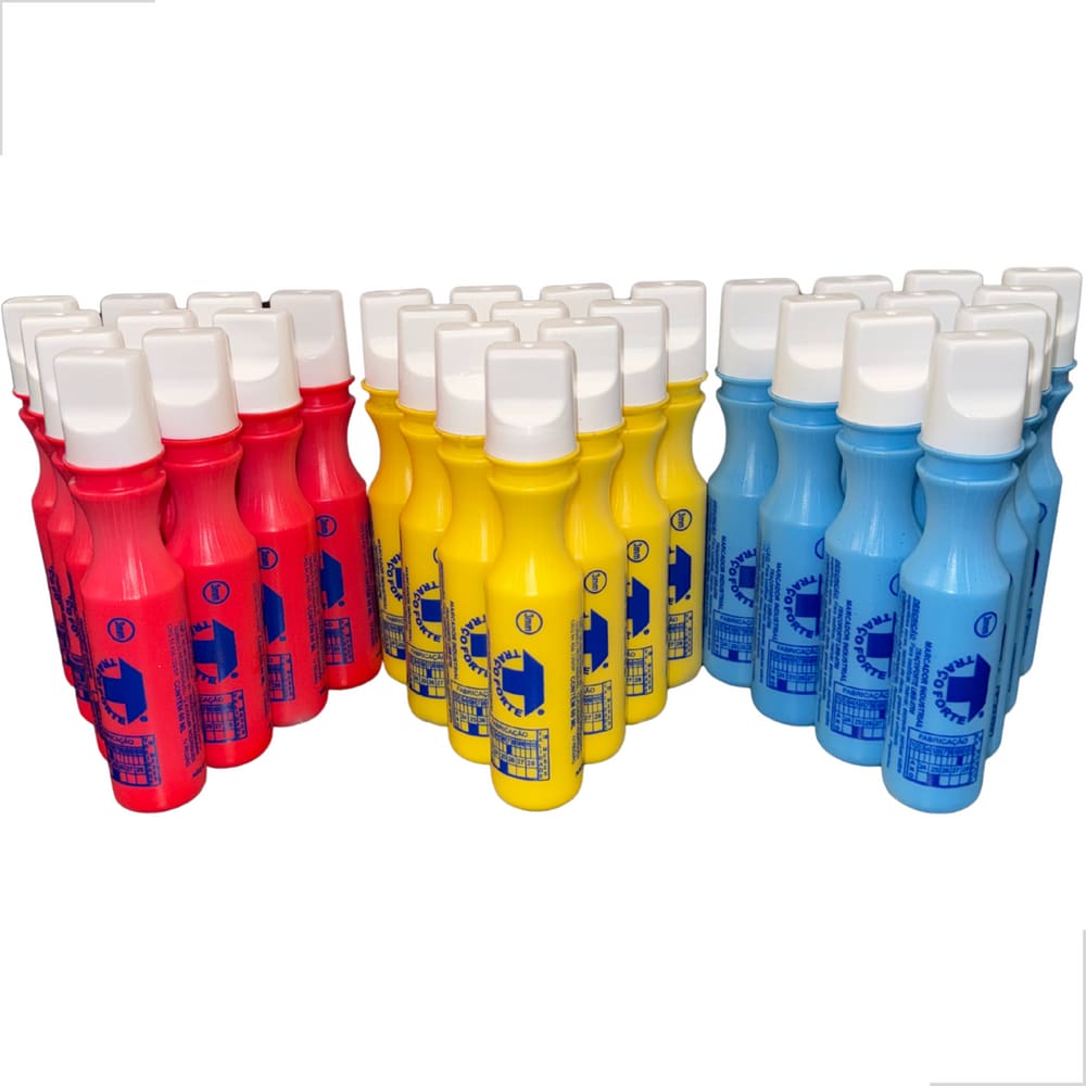 Kit Marcadores Ind 3mm 10 Vermelho + 10 Amarelo + 10 Azul Baden