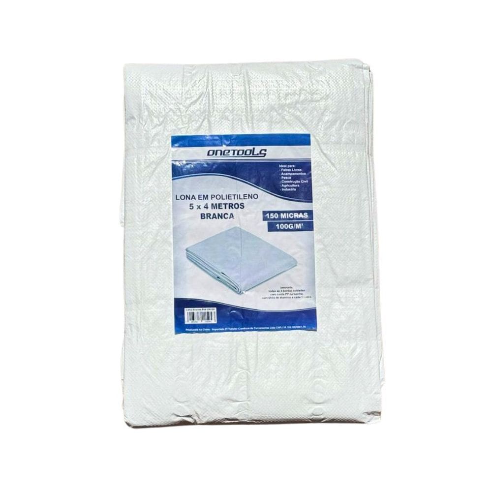 Lona Reforçada Branca 5X4 Metros 100Grs 150 Micras On108