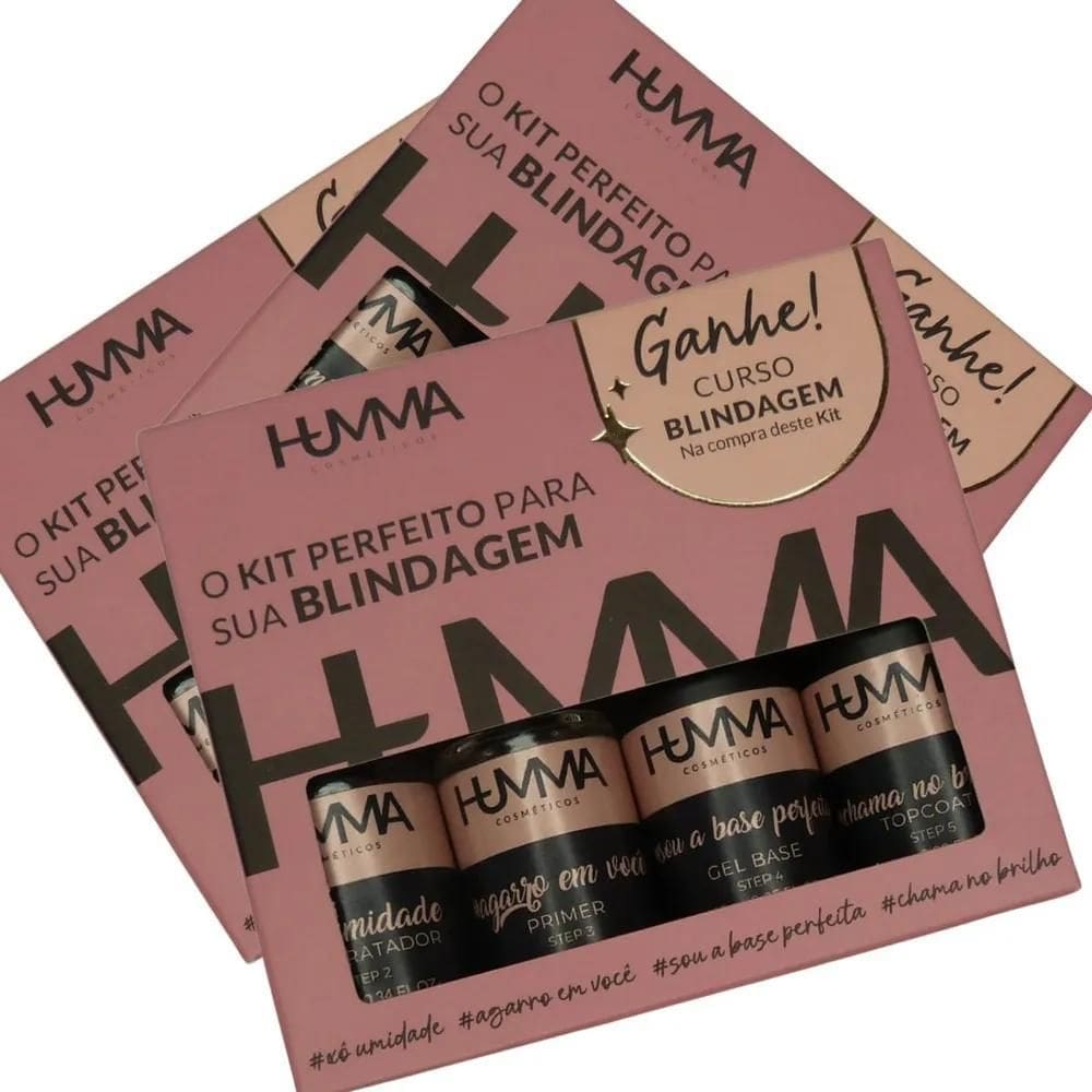 Humma Kit Blindagem Gel Base+Primer+Topcoat+Desidratador