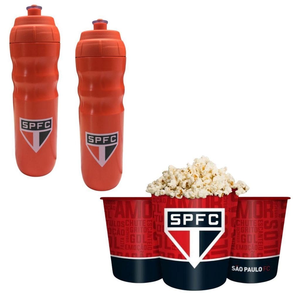 Kit 1Un Balde Pipoca Grande 2,5L + 2 Squeeze Garrafinha