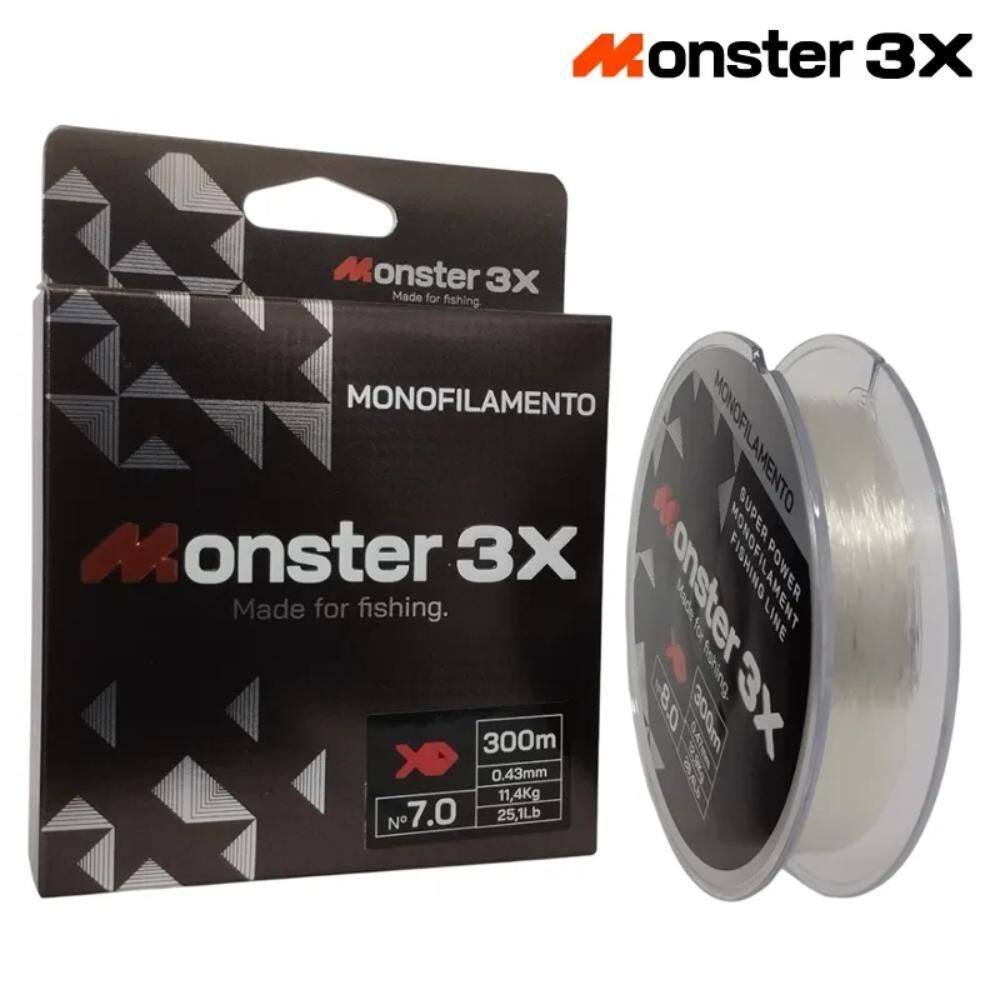 Monster 3X Linhas Monofilamento 7 0,43Mm 25.1Lb 11,4Kl 300M