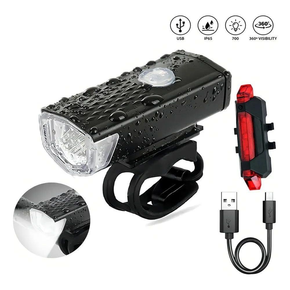 2X Fluoreled Kit Farol E Lanterna Para Bicicleta Led A Prova