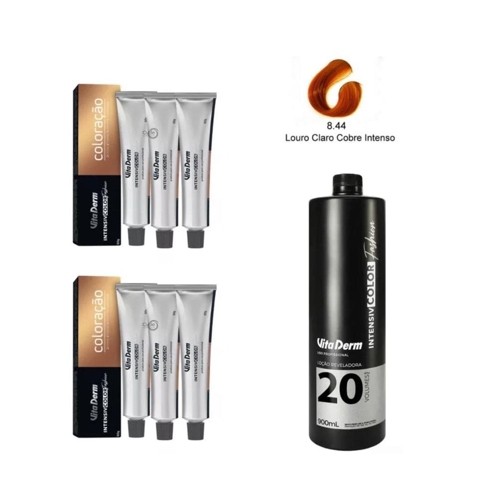 6 Unidades Coloração Vita Derm 8.44 + 1 Ox 20 Vol 900Ml