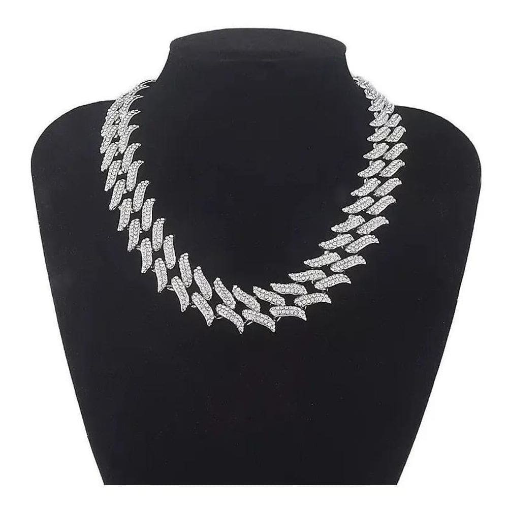 2X Corrente Ice Cravejada 18Mm Espinhada 50Cm Modelo Claws