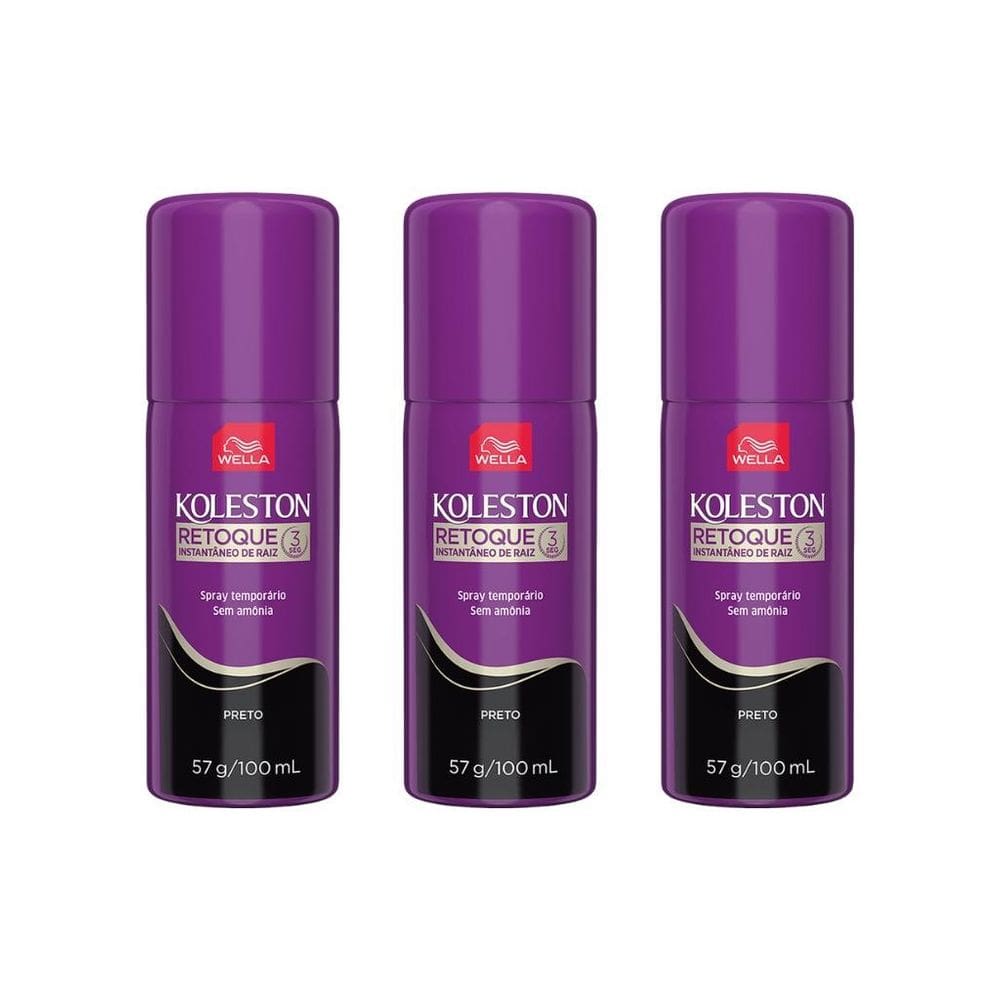 Coloraçao Koleston Retoque Spray Preto 100Ml - 3Un