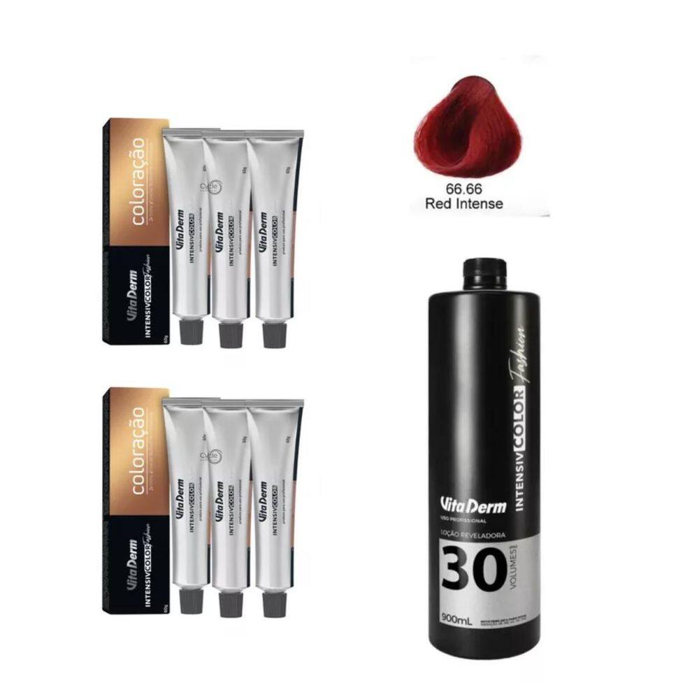 6 Unidades Coloração Vita Derm 66.66 + 1 Ox 30 Vol 900Ml