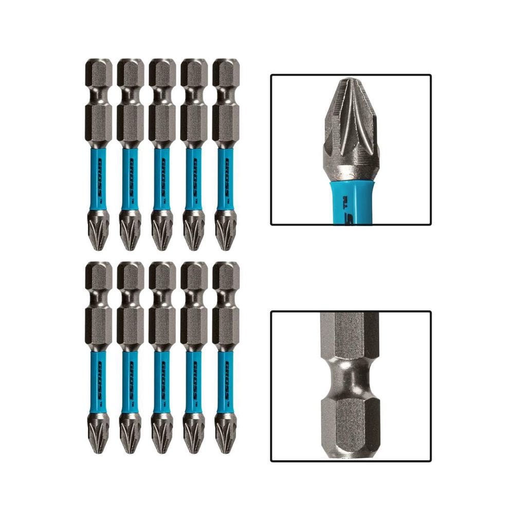 Ponta Bits Torcao Pz2 Aco 50Mm Para Parafusadeira 10 Pecas