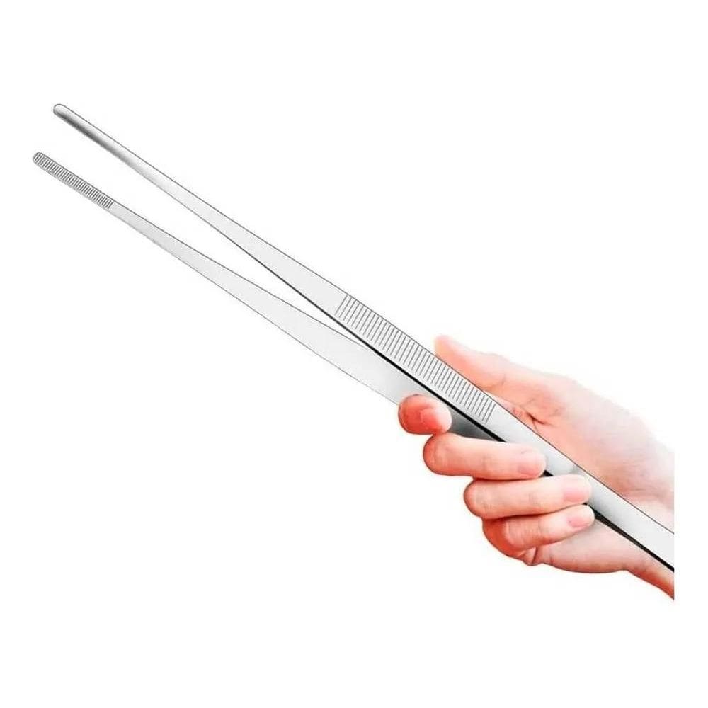 2X Pinça Inox 30Cm Gastronomia Empratamento Che