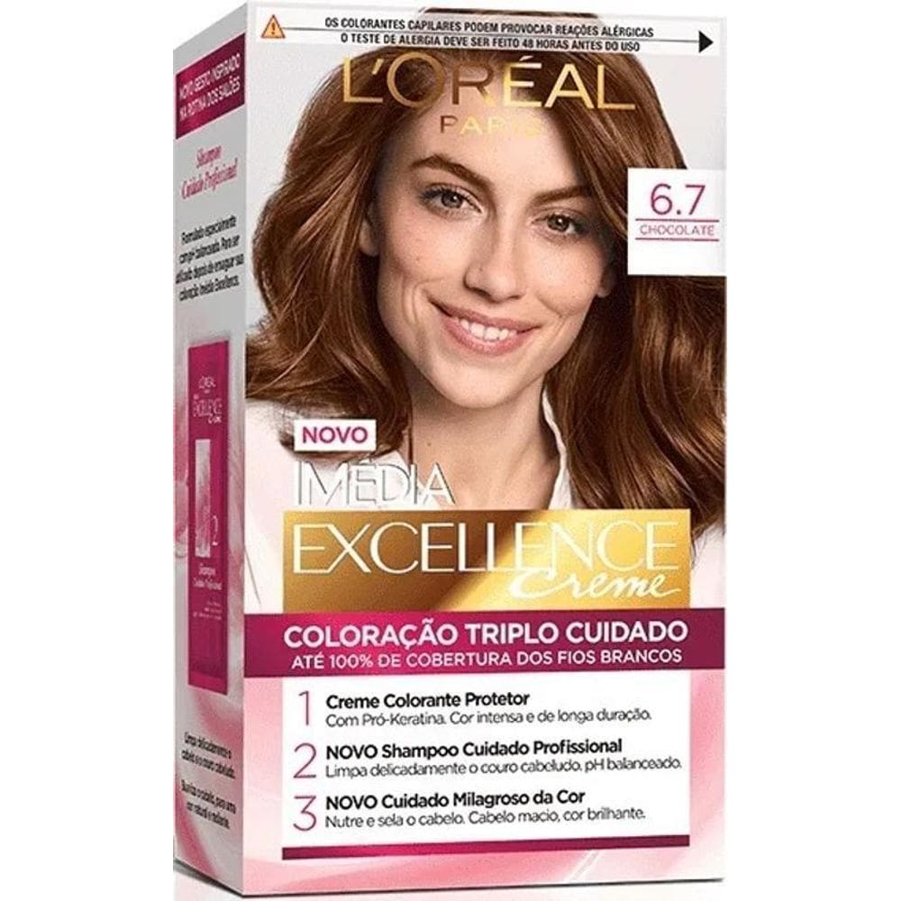2X Tintura Cabelo Loréal Imedia Excellence 1 Unidade Tom