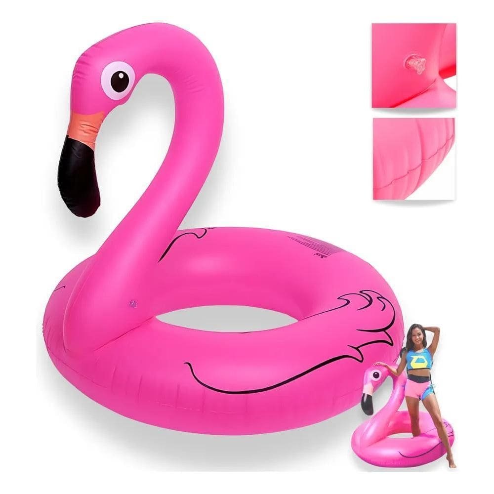 3X Boia Flamingo Gigante Inflável 120Cm Rosa Adulto Piscina
