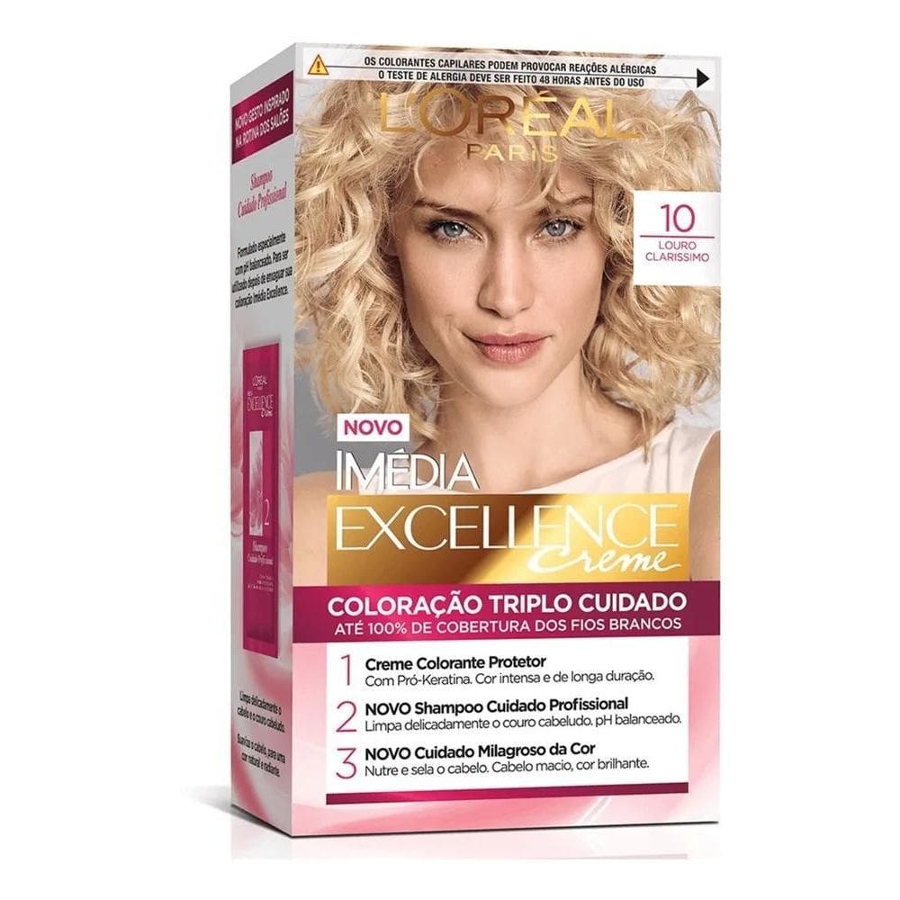 2X Coloração Imédia Excellence 10 Louro Claríssimo Tom 10 -