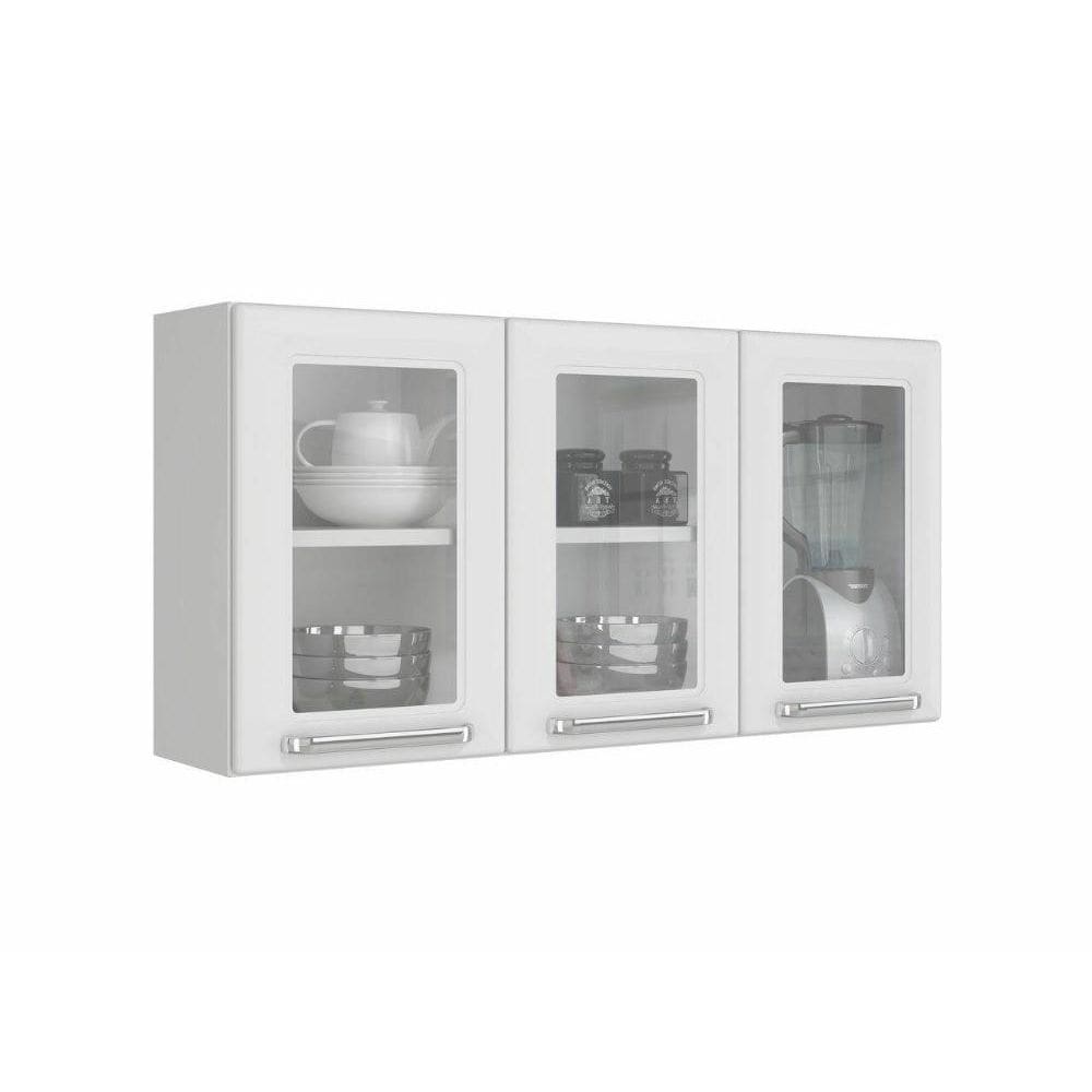 Armario Aéreo c/Vidro Cozinhas Itatiaia Luce - 3 Portas - Branco