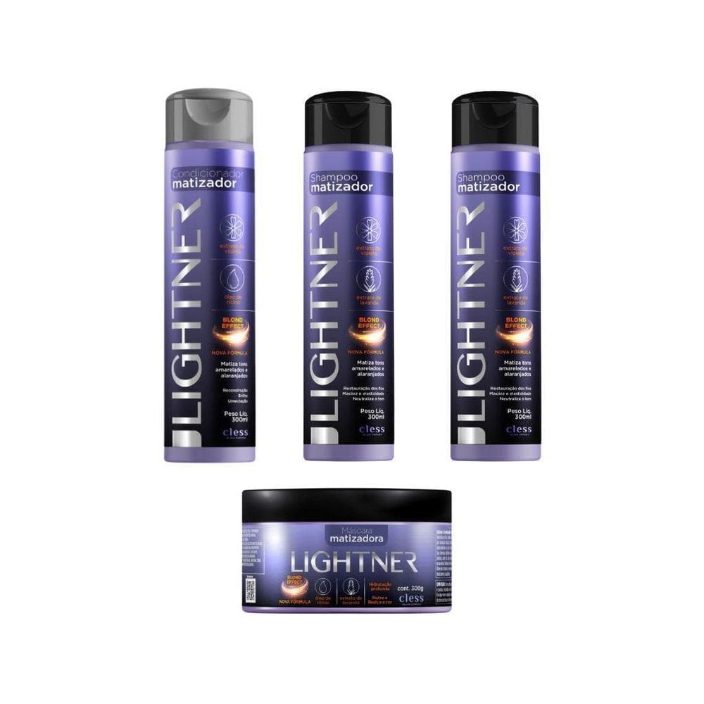 Kit Lightner Matizador 1 Cond + 2 Shampoo + 1 Mascara 300Ml