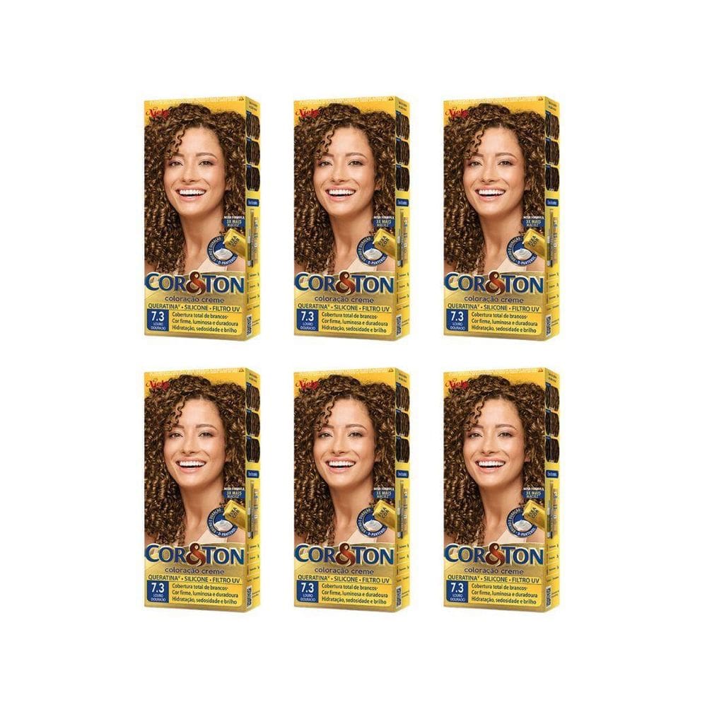 Coloraçao Cor&Ton 7.3 Louro Dourado 50G - Kit C/6Un