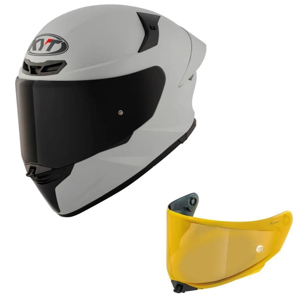 Capacete KYT TT Revo Plain Asp Cinza Fosco Mais Viseira Dourada