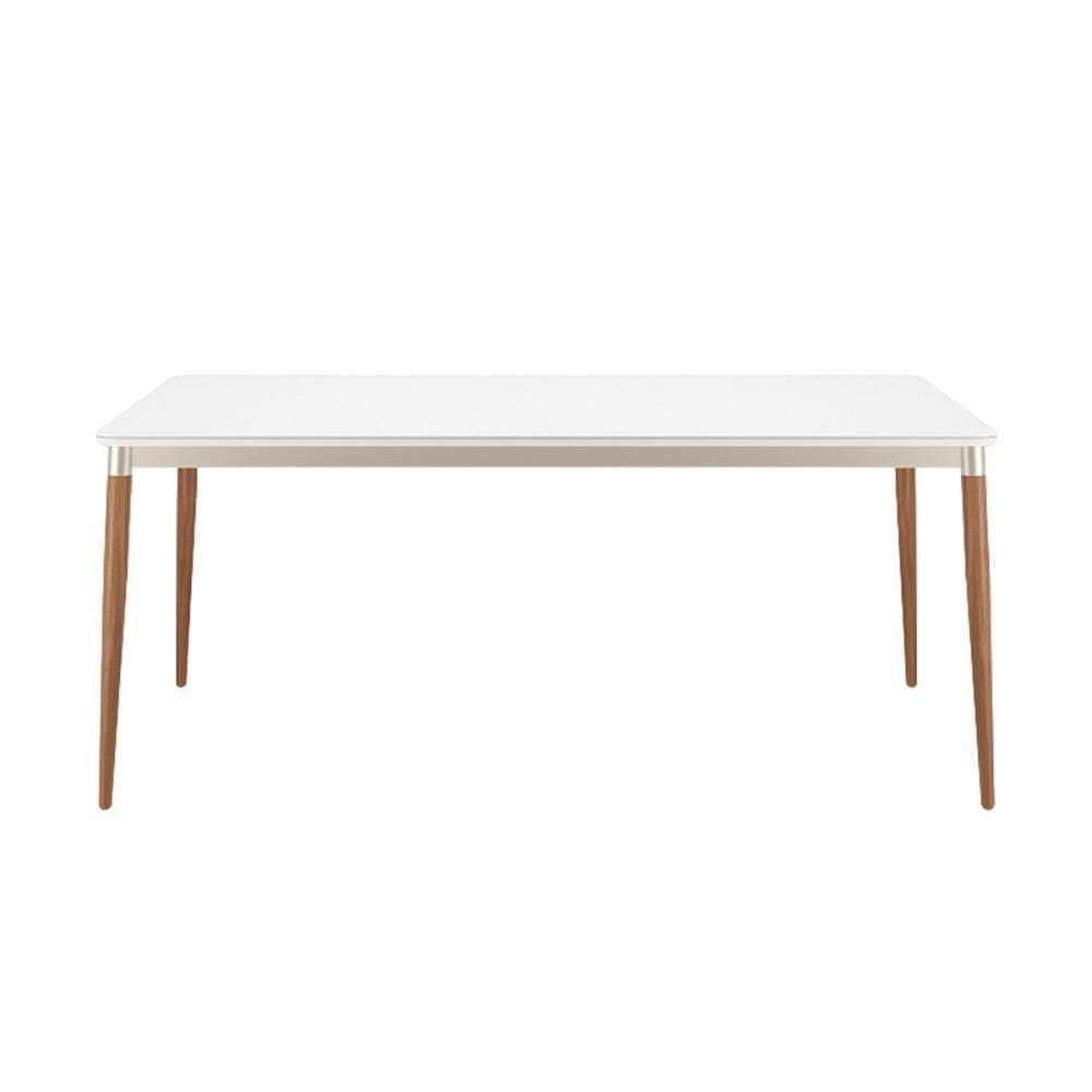 Mesa De Jantar Retangular Com Tampo De Vidro Abbey Off White 180cm