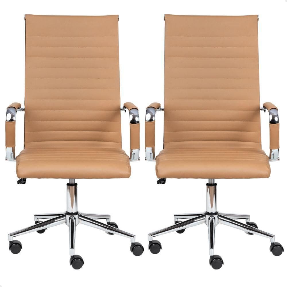 Cadeira Escritório Esteirinha Presidente Charles Eames Kit 02 Unidades Bege