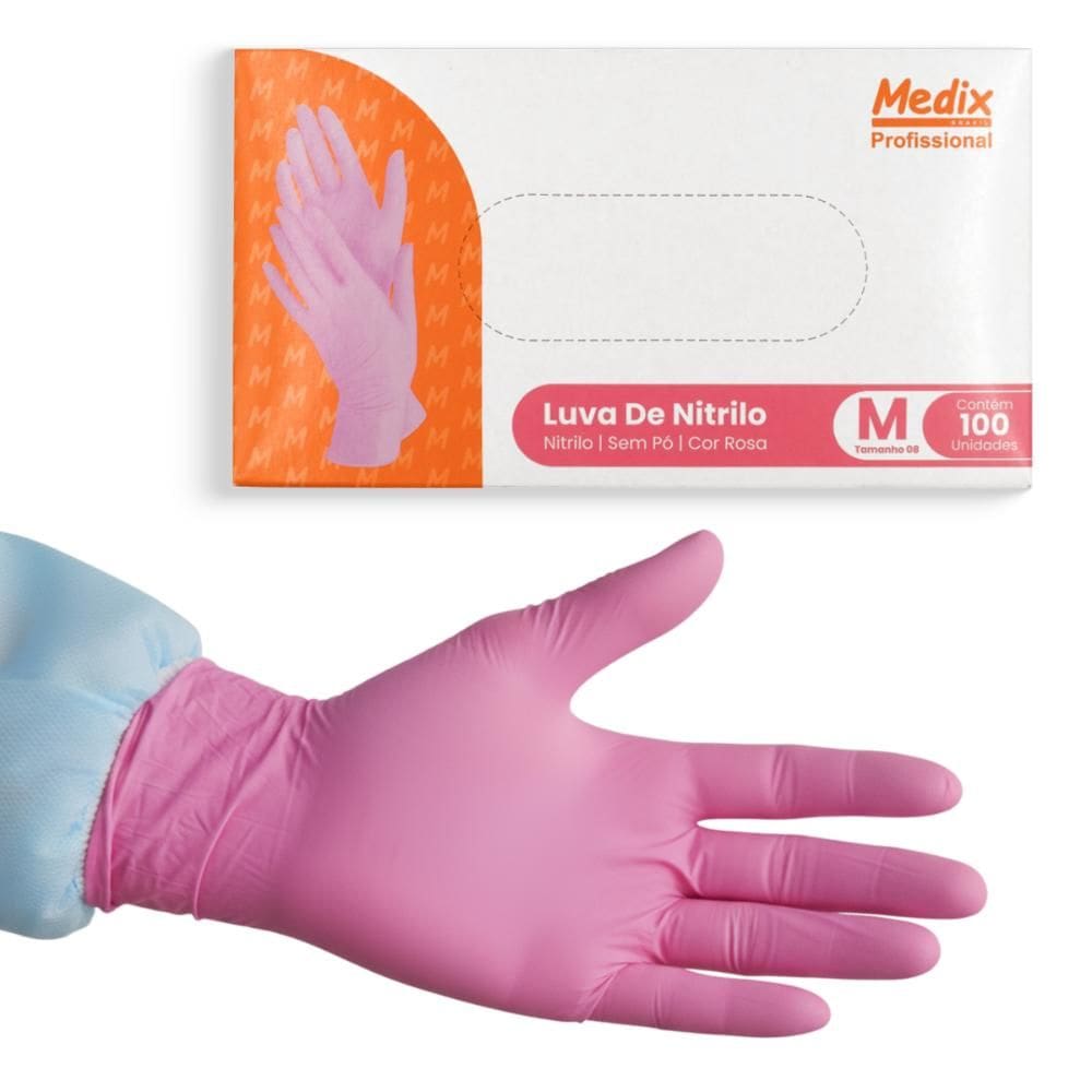 Kit 2 Luva Descartável Antiderrapante 100un Nitrilo Sem Pó Para Procedimento Não Cirúrgico Medix
