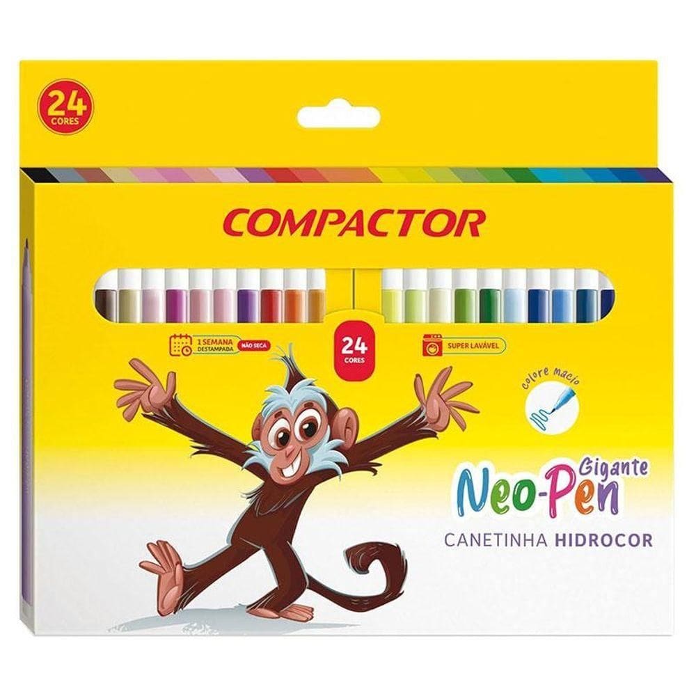 Canetinha Hidrográfica Neo Pen Gigante 1577623 24 Cores - Compactor