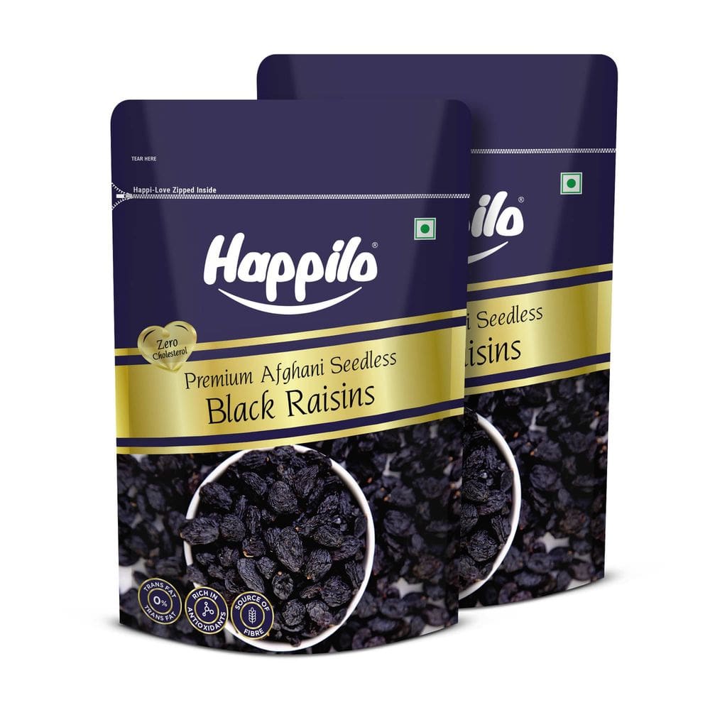 Passas pretas Happilo Premium Afghani sem sementes 250g x2