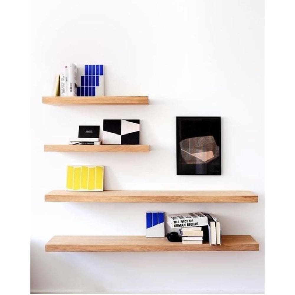 Kit 4 Prateleiras Com Suporte Invisível Madeira Maciça