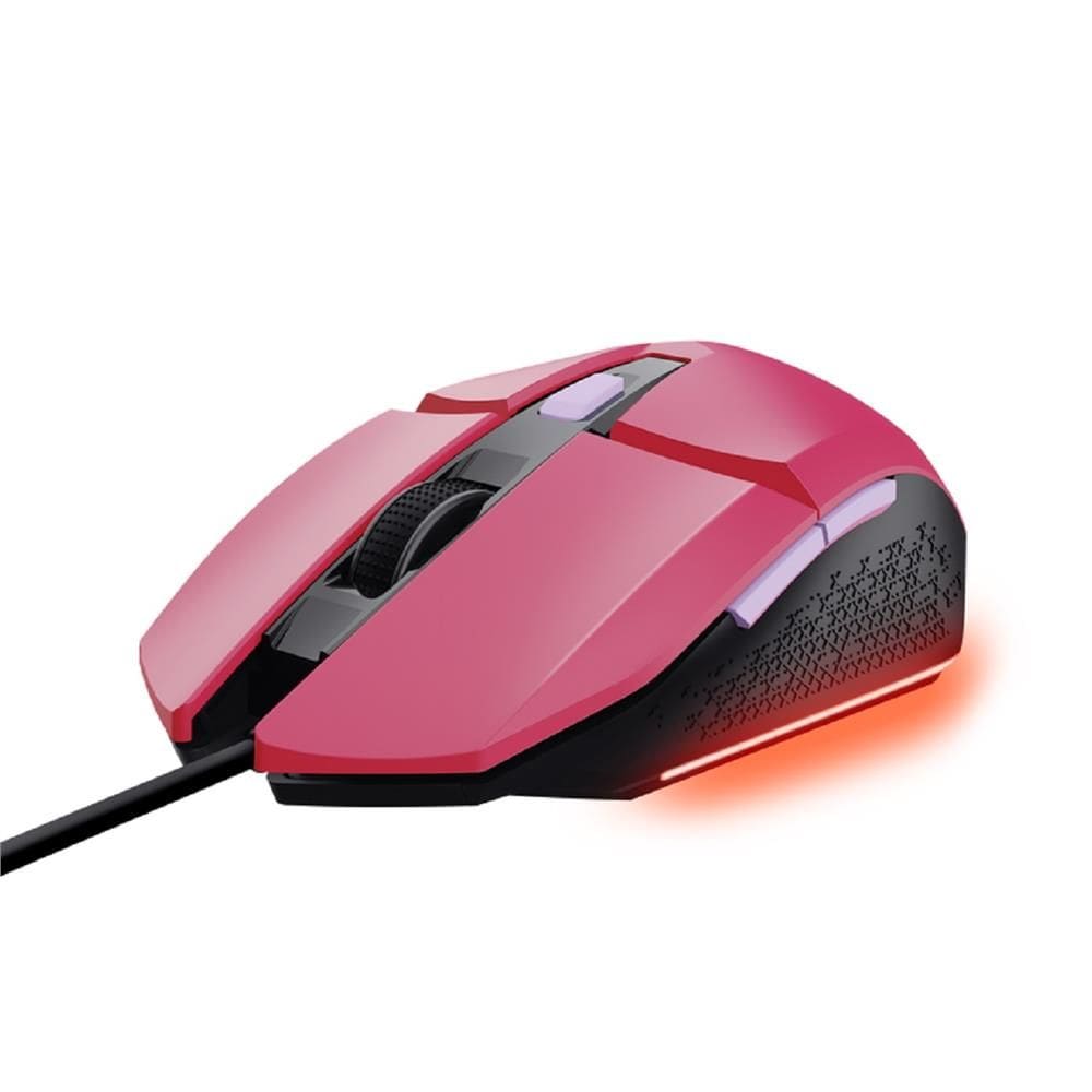 Mouse Com Fio Gamer Trust GXT 109P Felox, ABS, UBS 2.0, 6 Botões, DPI 6.400, Rosa