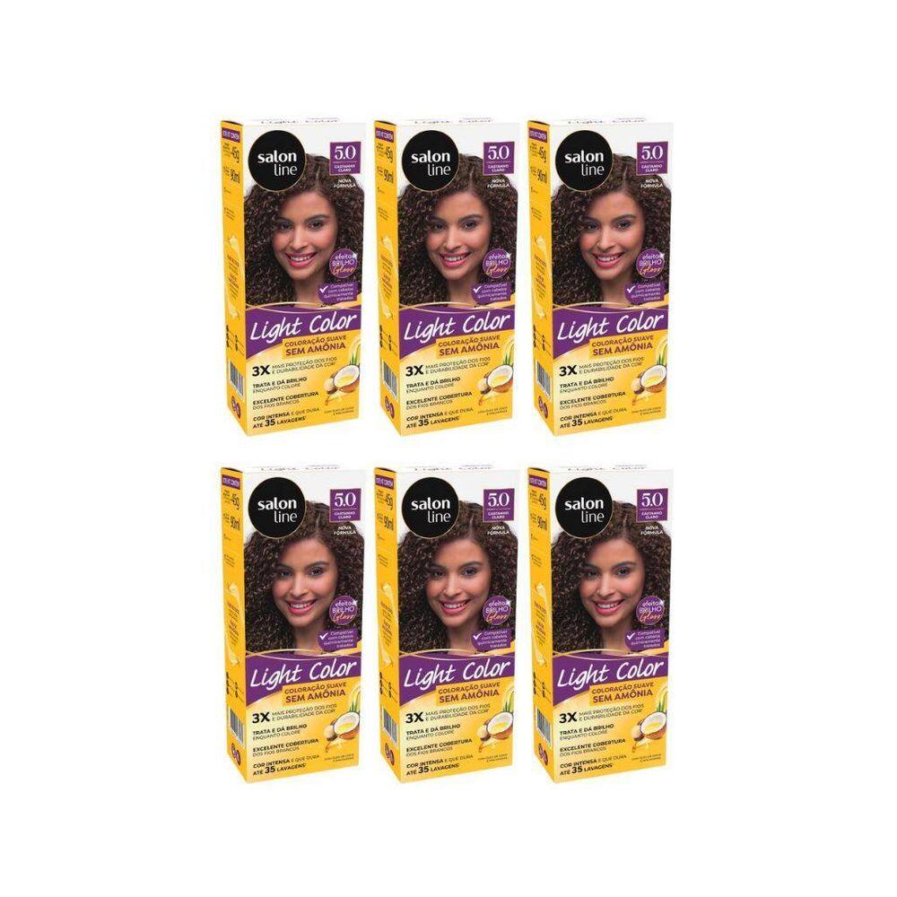 Coloraçao Light Color 5.0 Castanho Claro - Kit Com 6Un
