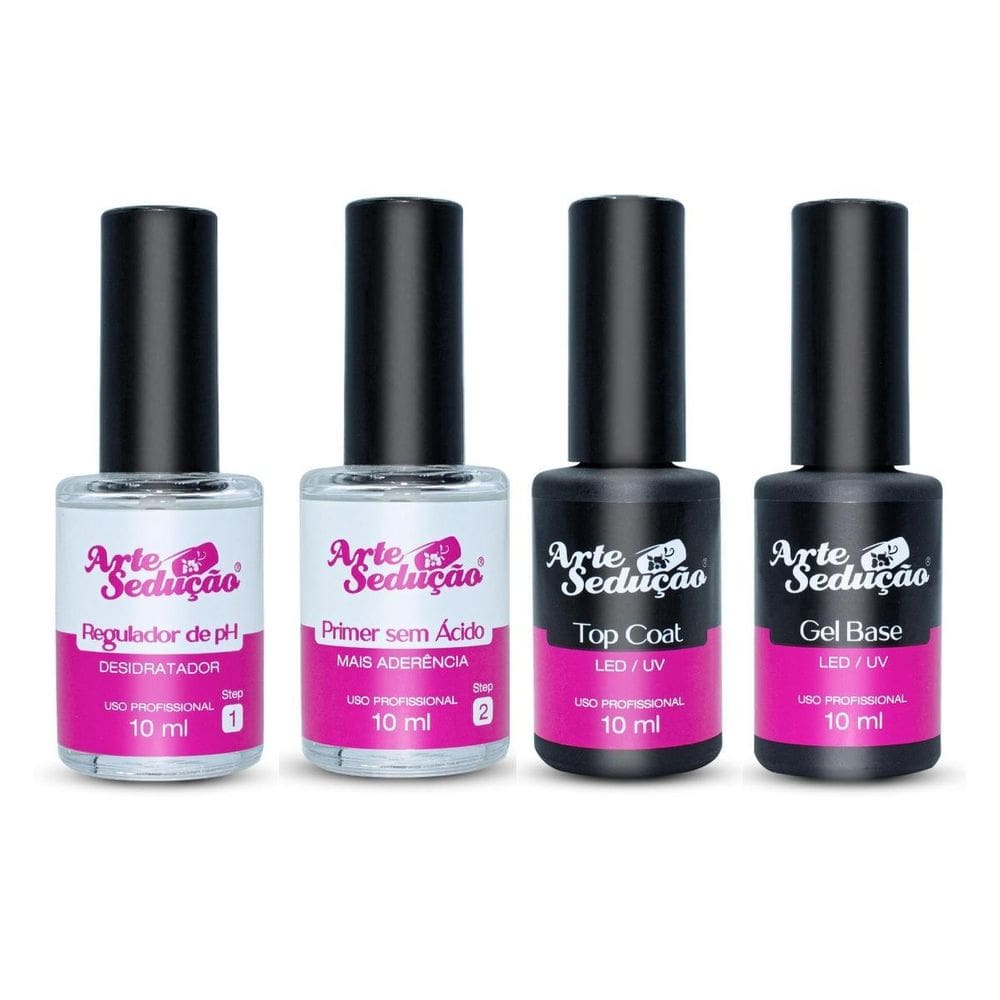 Kit Blindagem Completa Gel Base + Top Coat + Primer + Reg Ph