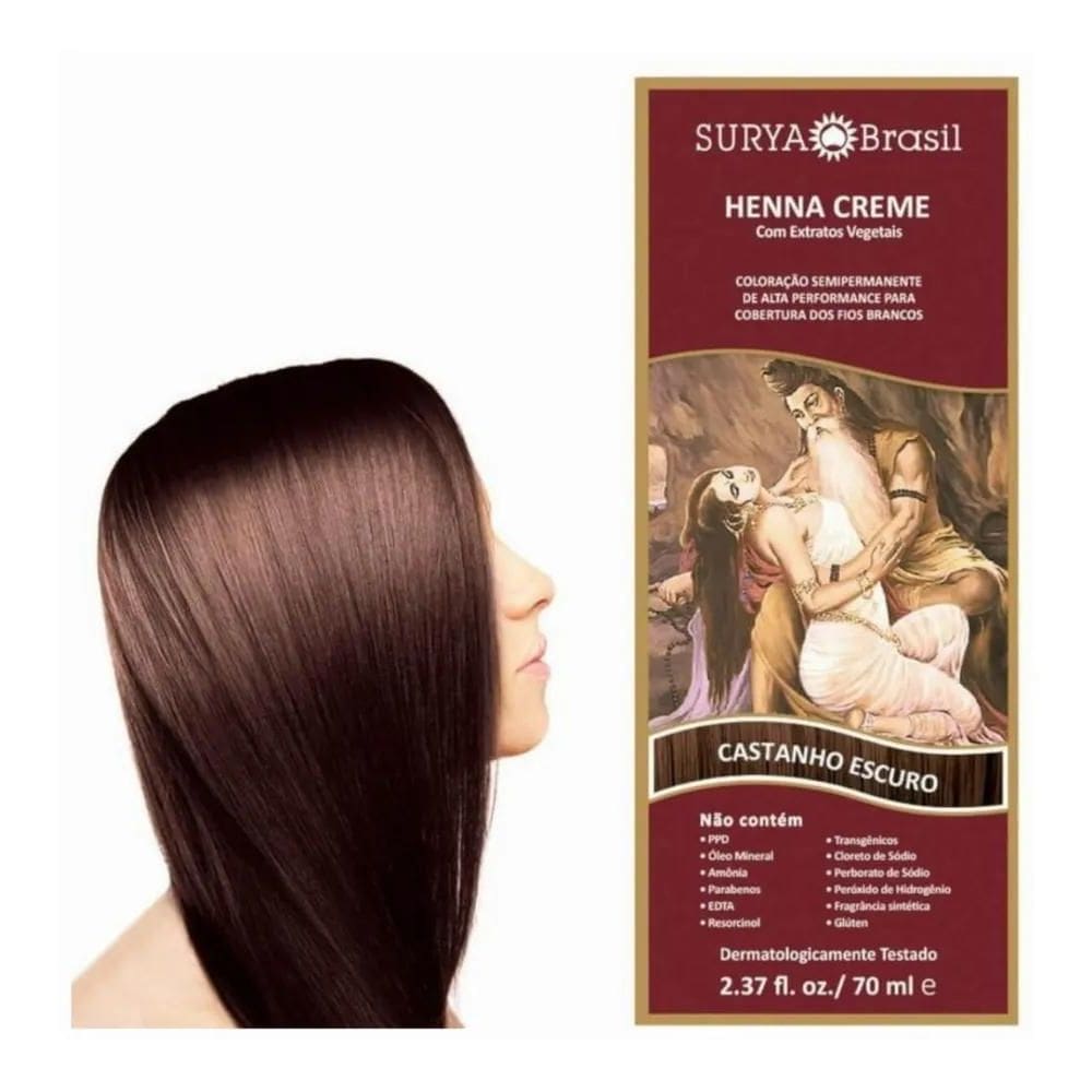 2X Henna Surya Brasil Creme Tom Castanho Escuro