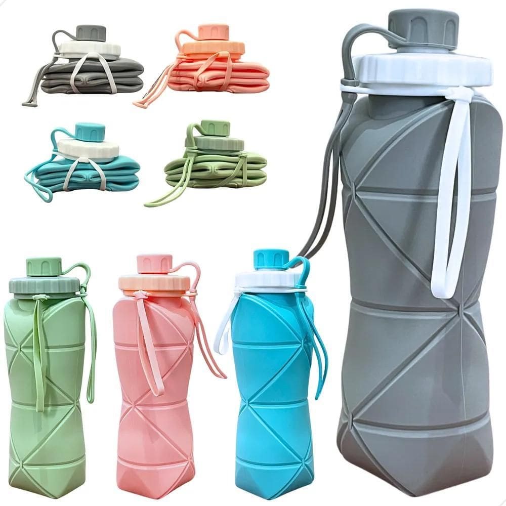 2X Garrafa De Água Silicone Dobrável Retrátil E Ecológico 60