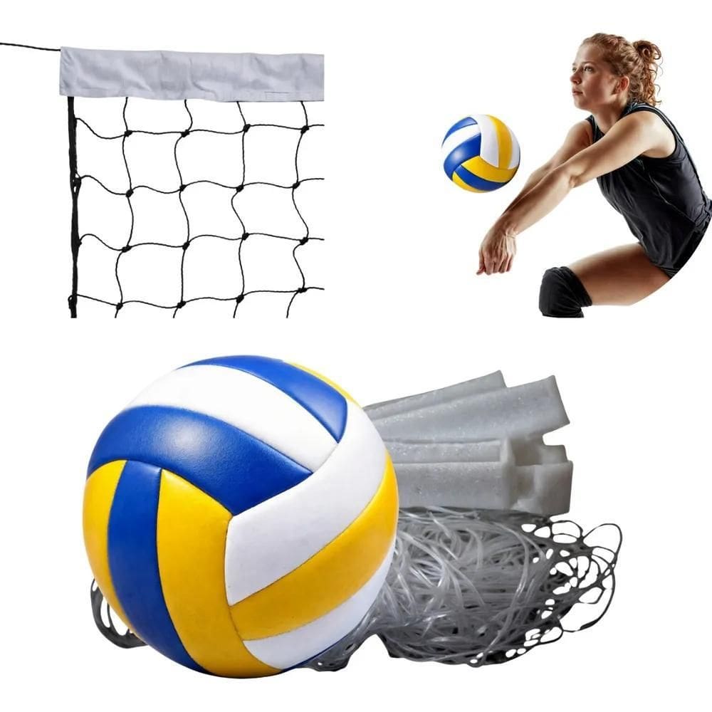 Kit Volei Lazer Bola Volei + Rede 5 Metros Piscina Praia