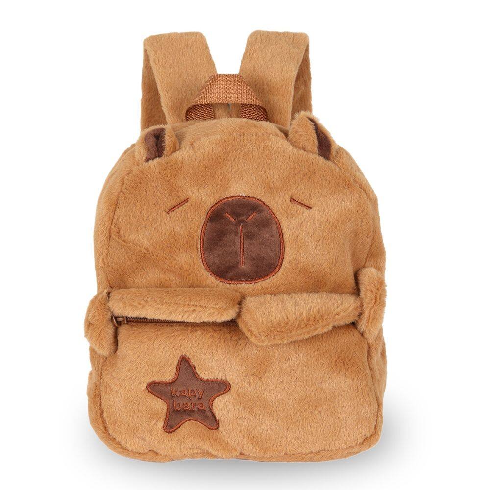 Mochila Costas Pelúcia Capivara Meninas Escolar Passeio