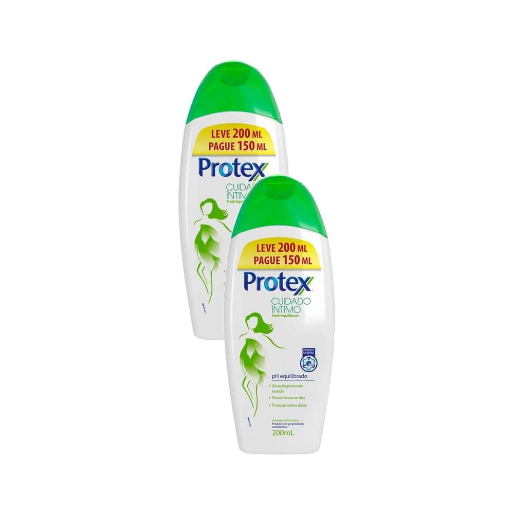 Kit 2 Sabonete Íntimo Protex Cuidado íntimo Fresh Equilibrium Leve 200ml Pague 150ml