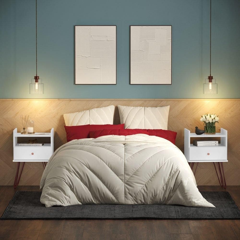 Conjunto Mesas de Cabeceira com Gaveta Bill Branco - Patrimar