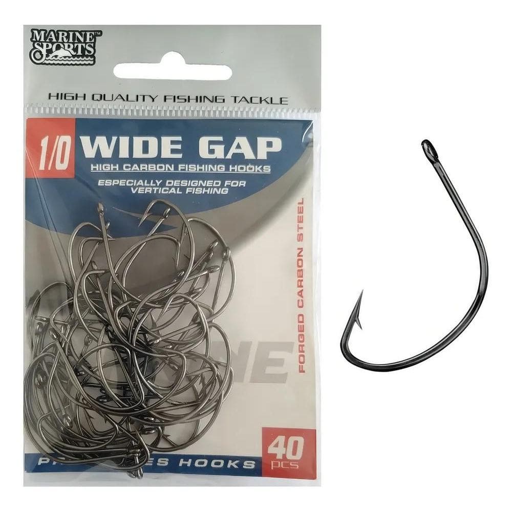 2X Anzol Marine Sports Wide Gap 1/0 Preto Com 40 Unidades Pes
