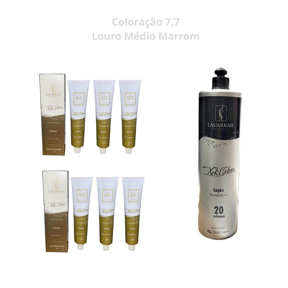 Kit 6 Colorações 7.7 Ax Lauarrah + 1 Ox 20 Vol Vita Derm