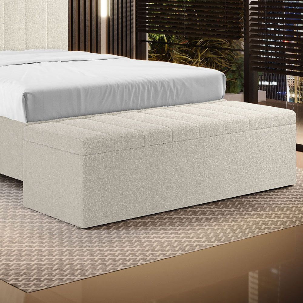 Calçadeira Baú Navi Para Cama de Casal Queen 160cm no Tecido Bouclê - Conforto e Elegância Aradecor