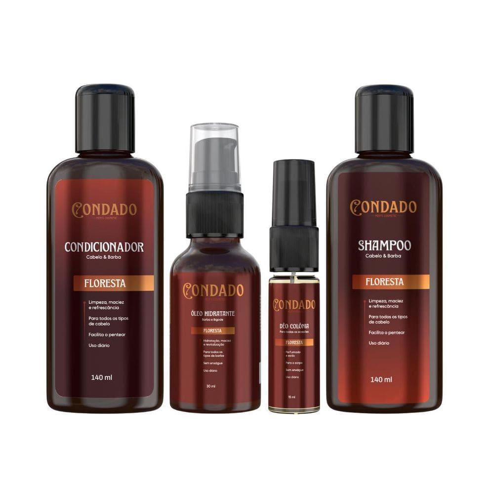 Kit Banho Completo Masculino 4 Produtos Cabelo Barba Condado